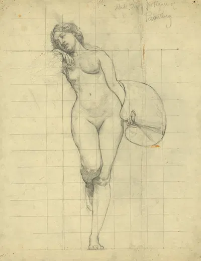 Nude study for figure of Painting by Кеньон Кокс, 1896 — digital art print download