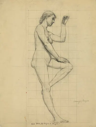 Nude study for figure of Physics by Кеньон Кокс, 1896 — digital art print download