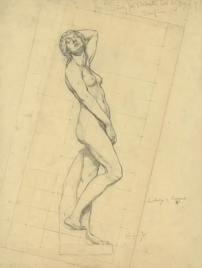 Study for statuette held by figure of Sculpture by Кеньон Кокс, 1896 — digital art print download
