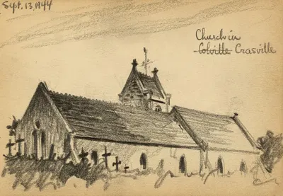 Church in Crasville by Виктор Альфред Ланди, 1944 — digital art print download