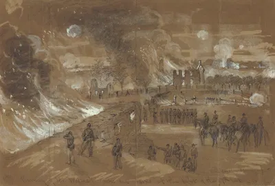 Burning of Mr. Muma's houses and barns at the fight of the 17th of Sept. by Альфред Рудольф Уод, 1862 — digital art print…
