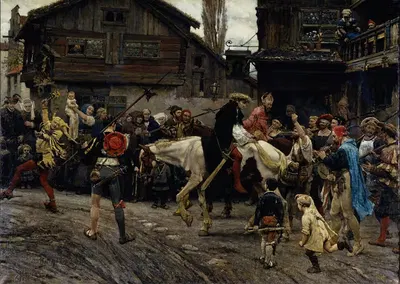 Peder Sunnanväder's and Mäster Knut's Ignominious Entry into Sthlm 1526 by Carl Gustaf Hellqvist, 1879 — digital art print…