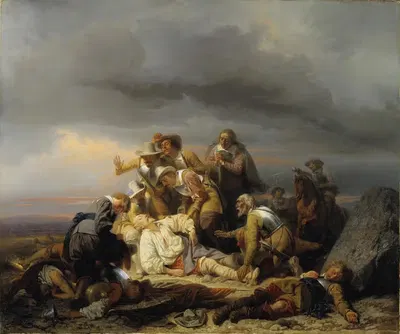 Поиск тела короля Густава II Адольфа Шведского после битвы при Лютце by Карл Вальблом, 1855 — digital art print download