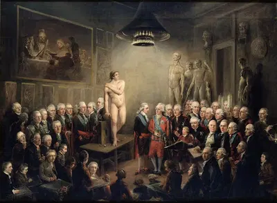 Визит Густава III в Королевскую академию искусств by Элиас Мартин, 1782 — digital art print download