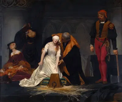 Казнь леди Джейн Грей в Тауэре Лондона в 1554 году by Поль Деларош, 1833 — digital art print download