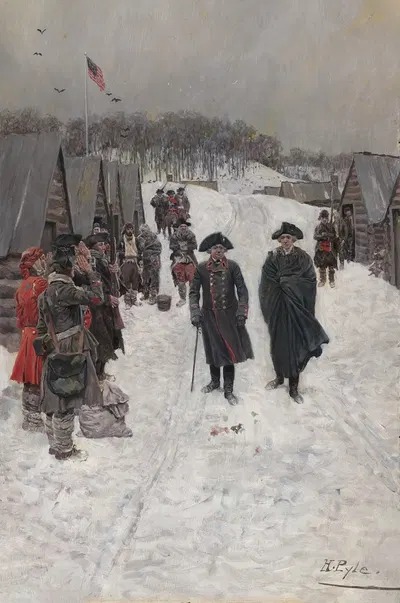 Вашингтон и фон Штубен в Вэлли-Фордж by Говард Пайл — digital art print download