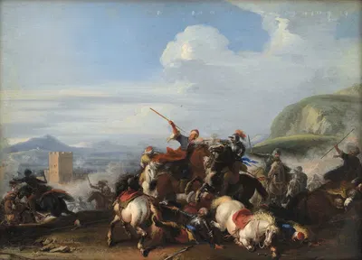 Battle Scene With Turkish Cavalry by Jacques Courtois, 1636 – 1675 — digital art print download