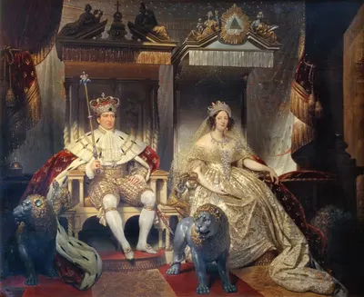 Кристиан VIII (1786-1848) и королева Каролина Амалия (1796-1881) в коронационных одеждах by Жозеф-Дезире Курт, 1786-1848 —…