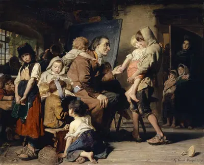 Песталоцци с сиротами из Станса by Конрад Гроб, 1879 — digital art print download