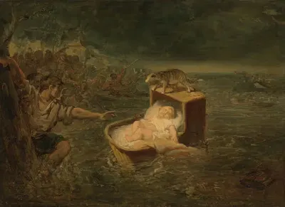 Чудесное спасение ребенка во время наводнения святой Елизаветы, год 1421 by Иоганнес Хиндерикус Эгенбергер, 1837-1897 —…