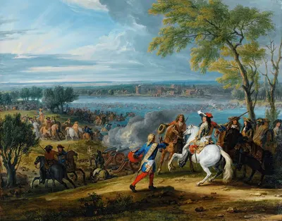 Переправа через Рейн в Лобите 16 июня 1672 года by Адам Франс ван дер Мюлен — digital art print download