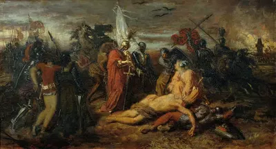 Rudolf von Habsburg an der Leiche Přemysl Ottokars, König von Böhmen by Anton Romako — digital art print download