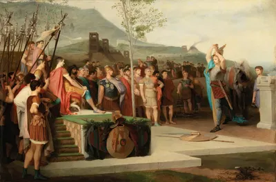 Vercingetorix Throws Down His Arms At The Feet Of Julius Caesar by Émile Lévy, 1863 — digital art print download