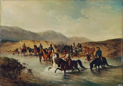 Французская кавалерия в конюшне by Жозеф Антон Страссгшвандтнер, 1867 — digital art print download