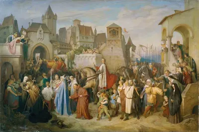Herzog Leopolds des Glorreichen Einzug in Wien nach dem Kreuzzug von 1219 by Joseph Mathias von Trenkwald, 1872 — digital…