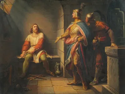 Ludwig der Bayer verkündet Friedrich dem Schönen 1314 seine Freilassung und bietet ihm die Mitregentschaft an by Leopold…
