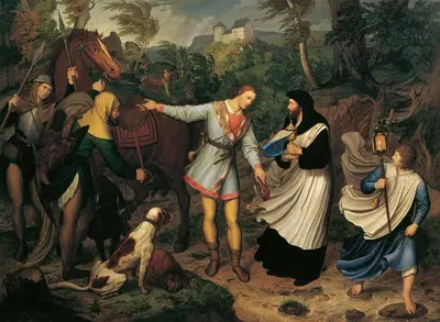 Рудольф фон Габсбург и священник by Людвиг Фердинанд Шнорр фон Каролсфельд, 1828 — digital art print download