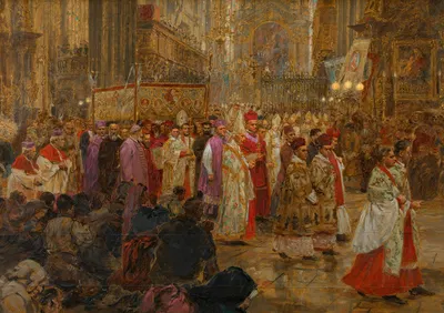 Der XXIII. Internationale Eucharistische Kongress in Wien (Umzug im Stephansdom) by Wilhelm Gause, 1912 — digital art print…