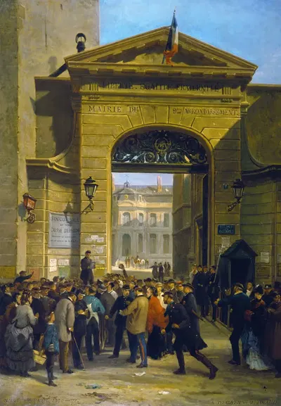 Чтение депеши в мэрии IX округа, 6, улица Друо (19 января 1871 года). by Альфред Декен, 1871 — digital art print download