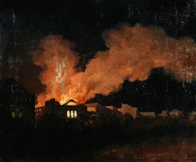 L'incendie du théâtre de l'Ambigu-Comique le 13 juillet 1827 by Antoine-Fèlix Boisselier, 1827 — digital art print download
