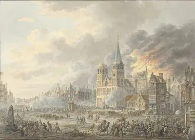 De inneming van een stad door Franse troepen by Dirk Langendijk, 1801 — digital art print download