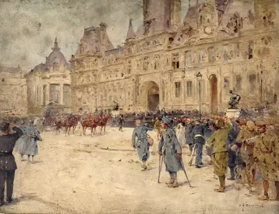 Мutilés на похоронах генерала Гальени на площади Ратуши (1 июня 1916) by Эрнест Жан Делайе, 1916 — digital art print download