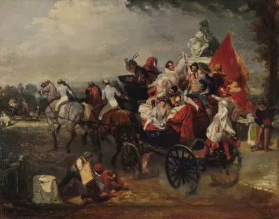 Сцена карнавала, площадь Конкорд by Эжен Лами, 1834 — digital art print download