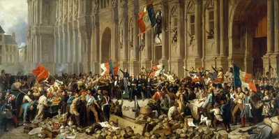 Lamartine refusant le drapeau rouge devant l'Hôtel de Ville by Henri Félix Emmanuel Philippoteaux, 1848 — digital art print…