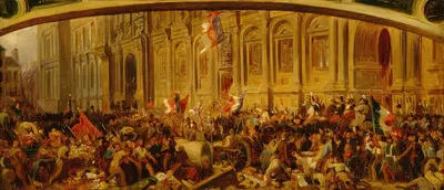Lamartine repoussant le drapeau rouge à l'hôtel de ville, le 25 février 1848 by Henri Félix Emmanuel Philippoteaux, 1848 —…