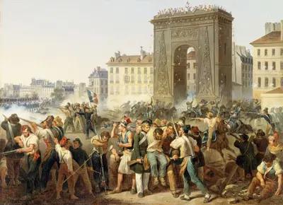 Combat de la porte Saint-Denis, 28 juillet 1830 by Hippolyte Lecomte, 1830 — digital art print download