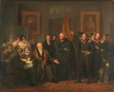 Триумвират, принимающий власть от имени принца Оранского, 21 ноября 1813 by Ян Виллем Пиненман, c. 1828 — digital art print…