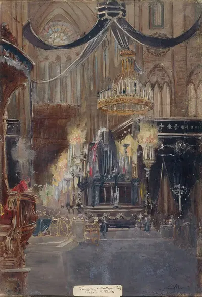 Похороны президента Феликса Фора в Нотр-Дам, 23 февраля 1899 года by Жан Батист Эдмон Аллуар, 1899 — digital art print…