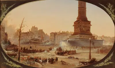 La Place de la Bastille et la Barricade de l'entrée du faubourg Saint-Antoine, le 25 juin 1848 by Jean-Jacques Champin,…