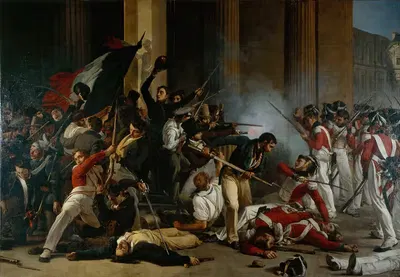 Prise du Louvre, le 29 juillet 1830; massacre des gardes suisses. by Jean-Louis Bezard, 1832 — digital art print download