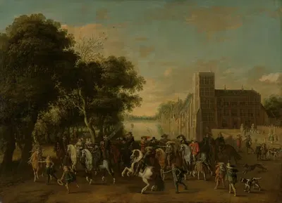 Prince Maurits, accompanied by Prince Frederik Hendrik, Frederick V of Bohemia and his Wife Elizabeth Stuart, and Others,…
