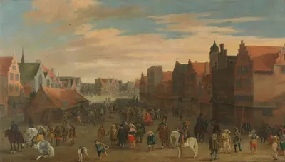 The disbanding of the 'Waardgelders' (Mercenaries in the Pay of the Town Government) by Prince Maurits on the Neude,…