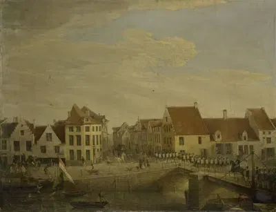 Dutch Troops passing through the Fortress of Dendermonde by Petrus Groenia, c. 1820 — digital art print download