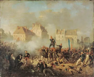 Эпизод революции 1848 года; офицер, командующий огнём по людям by Тони де Берг, 1848 — digital art print download