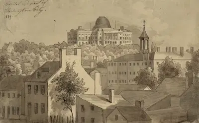 Капитолий и часть города Вашингтон by Август Кёлльнер, 1839 — digital art print download