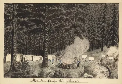 Mountain camp, Siera Nevada by Daniel A. Jenks, 1859 — digital art print download