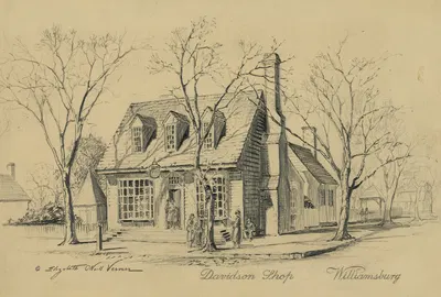 Davidson shop Williamsburg by Elizabeth O'Neill Verner, 1936 — digital art print download