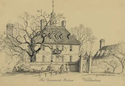 The governor's palace Williamsburg by Elizabeth O'Neill Verner, 1936 — digital art print download