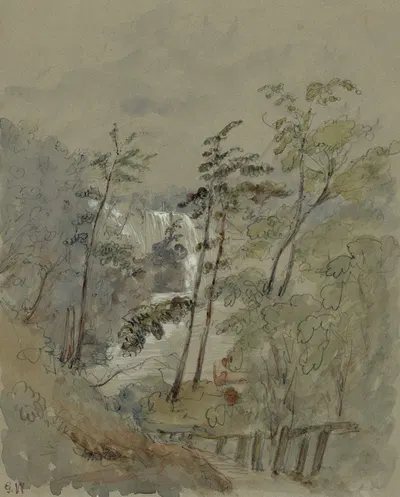 The falls of Niagara from near the suspension bridge by George Wallis, 1853 — digital art print download