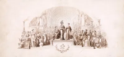 Design for certificate for Massachusetts Charitable Mechanics Association by Hammatt Billings, 1850-1874 — digital art…