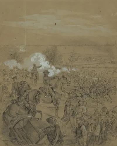 An officer directing his troops into battle by John R. Chapin, 1860-1865 — digital art print download