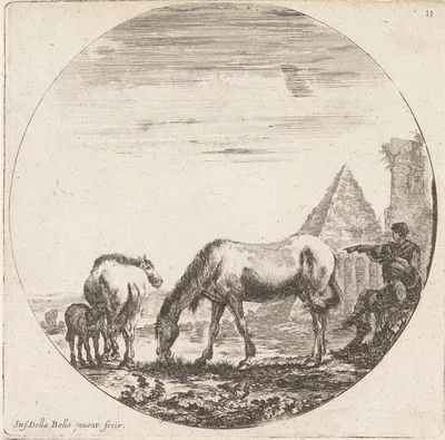 La pyramide de Cajus Cestius by Stefano Della Bella, 1601-1700 — digital art print download