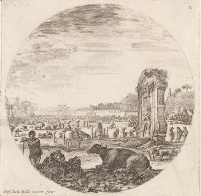 Le Campo Vaccino. by Stefano Della Bella, 1601-1700 — digital art print download