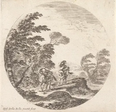 Le coup de vent dans la forêt by Stefano Della Bella, 1601-1700 — digital art print download