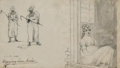 Digging corn holes. La Duchesse [woman seated in window] by Уильям Берриман, 1808-1816 — digital art print download