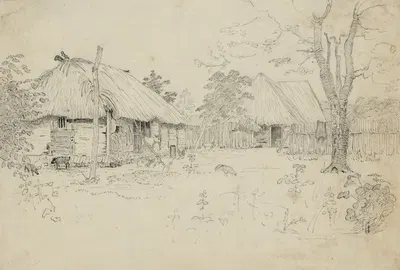 View of Negro village by Уильям Берриман, 1808-1816 — digital art print download